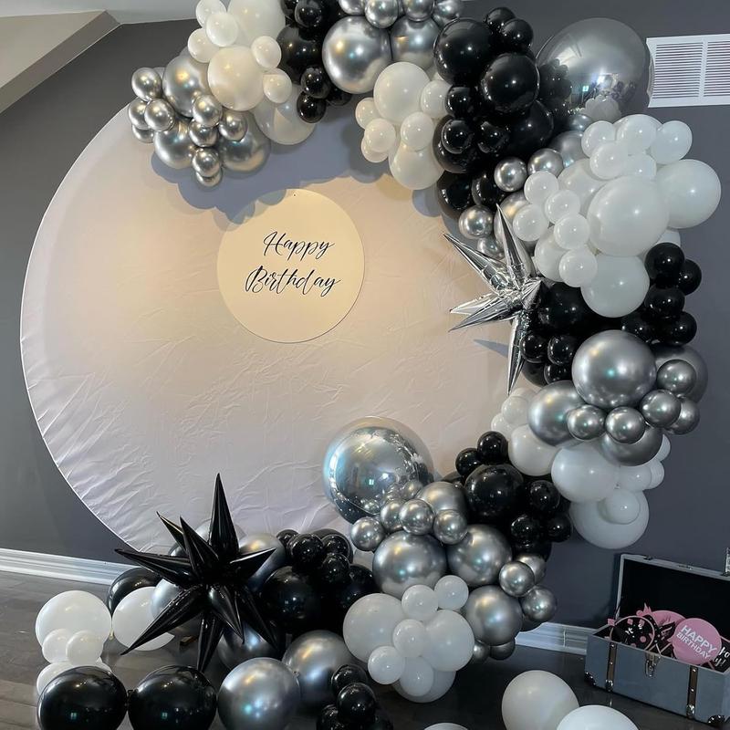 Black and  Balloons, 60 count 12 Inches Black White  Confetti Balloons with 1 Ribbon for Birthday,  Shower, Wedding, and  Theme Party Decoration