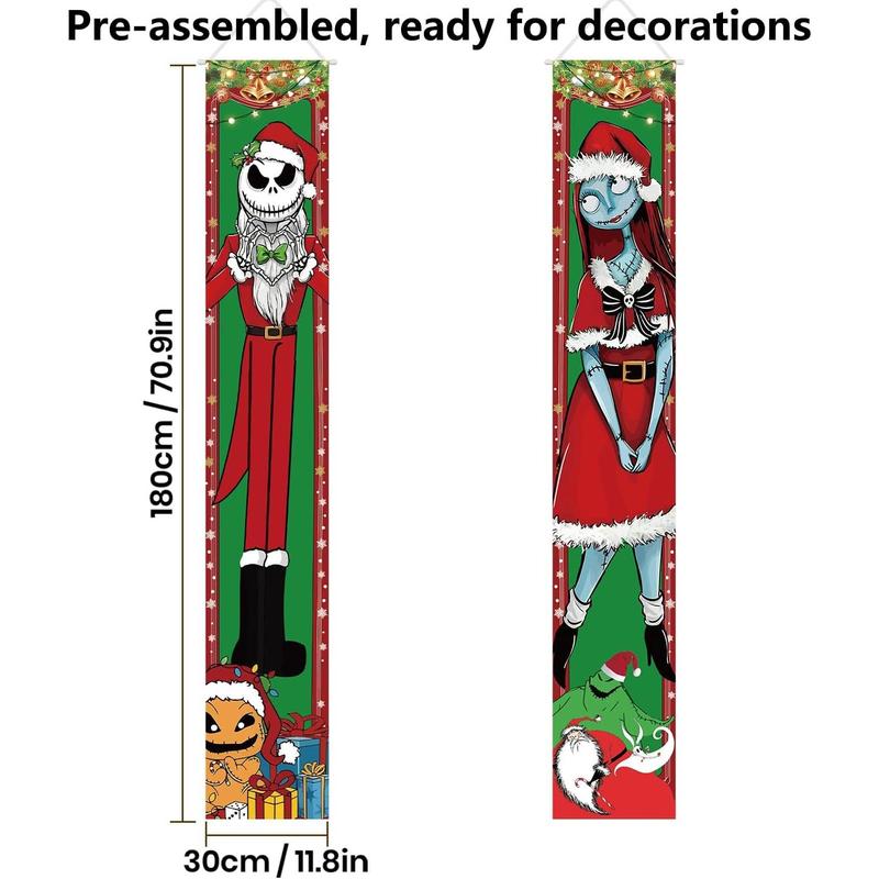 Jack Skellington Sally Banner Nightmare Before Christmas Decorations Porch Door Sign Welcome Banner Indoor Outdoor Wall Home Party Supplies