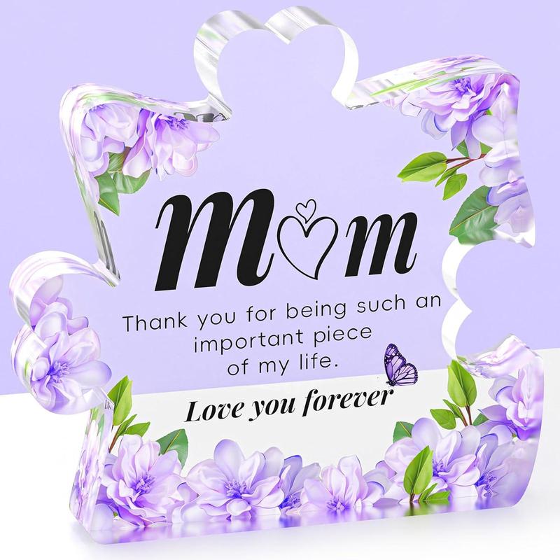 Mom Gifts from Daughter Son, Engraved Acrylic Block Puzzle Present 3.7 * 3.9 Inch, Christmas Gifts for Mom, Mom Birthday Gifts, Thank You Gifts for Women, Thanksgiving Gift Idea