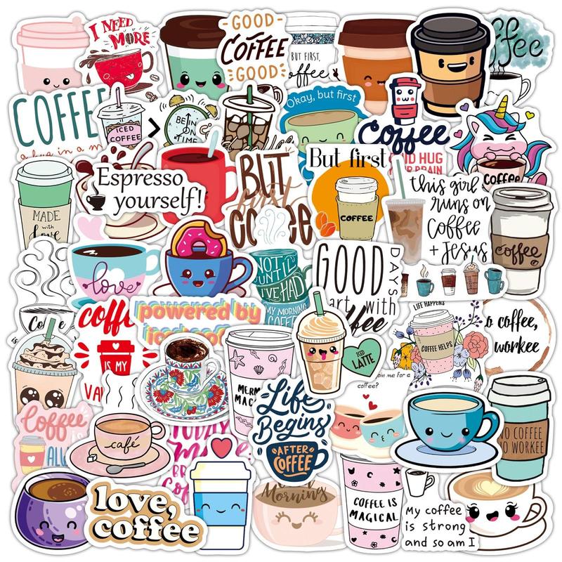 50pcs Cartoon Milk Tea Pattern Assorted Sticker, Graffiti Waterproof Decoration Sticker, DIY Decorative Sticker For Water Cup, Phone, Computer, Stationery, Scrapbooking