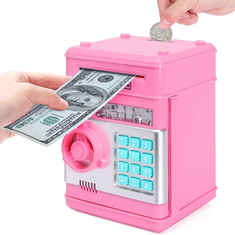 Large Capacity Piggy Bank for Kids with Password Protection and Automatic Bill Scroll - Perfect Educational Gift Decoration for Money Management - Ornaments