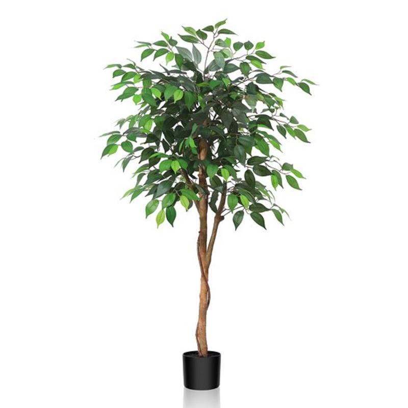 Artificial Ficus Tree with Wood Trunk in Black Plastic Pot for Living Room - Cloudy Chicky Decor Decorative Fruit Plant Silk Ornaments home decor