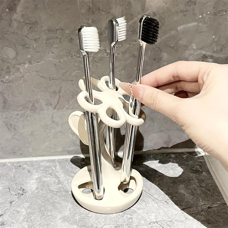 Ceramic Toothbrush Holder, 1 Count Toothbrush Storage Rack, Bathroom Toothbrush Storage Organizer, Desktop Toothbrush Holder for Bathroom