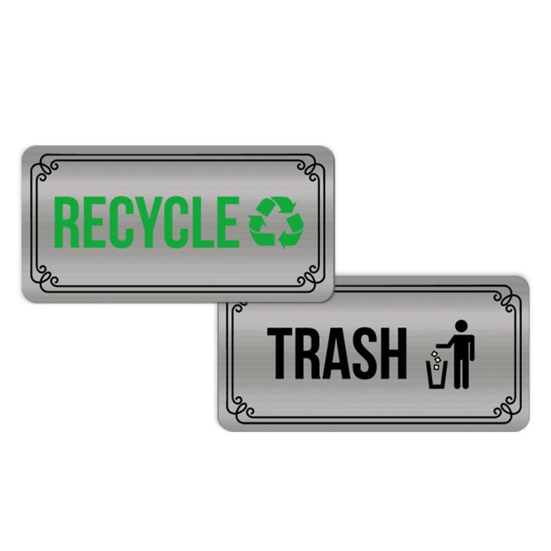 Recycle & Trash Magnet, 2 Counts set Modern Refrigerator Magnet, Indoor Trash & Recycle Magnet Combo for Garbage Can Logo Symbol