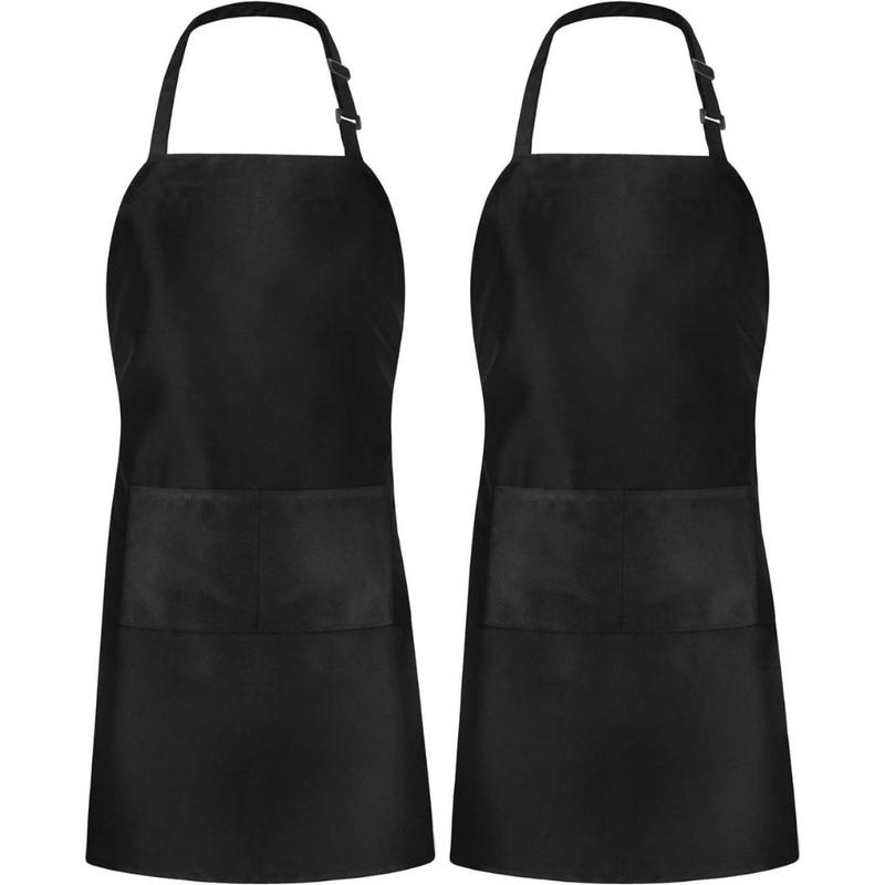 2 Pack Bib Apron, Adjustable with 2 Pockets, Water and Oil Resistant, Cooking Kitchen Chef Apron for Women Men(Creative Life Pavilion)