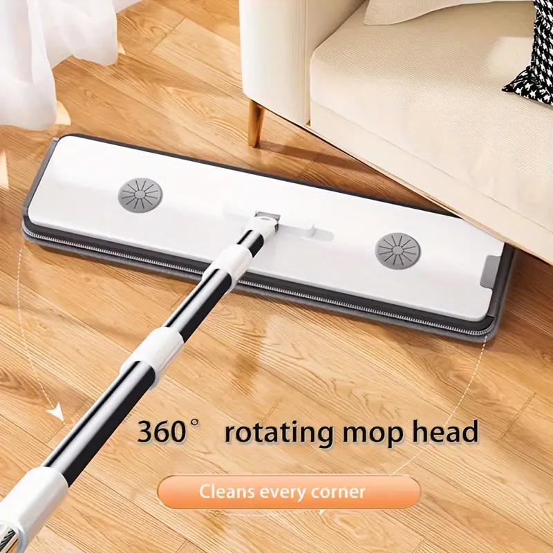 Hand-free Wash Flat Mop Set, 1 Set Including 1 Mop & 1 Bucket & 2 Pads, Wet & Dry Cleaning Tool for Tile Marble Wooden Floor