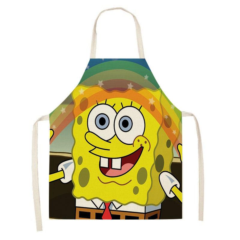 Cartoon SpongeBob Adult and Children Apron Home Painting Kitchen Cleaning Antifouling Apron Coverall