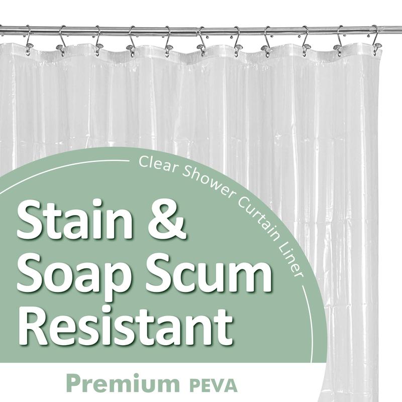 Plastic Shower Liner Clear - Premium PEVA Shower Curtain Liner with Rustproof Grommets and 3 Magnets, Waterproof Cute Lightweight Standard Size Shower Curtains for Bathroom - Clear