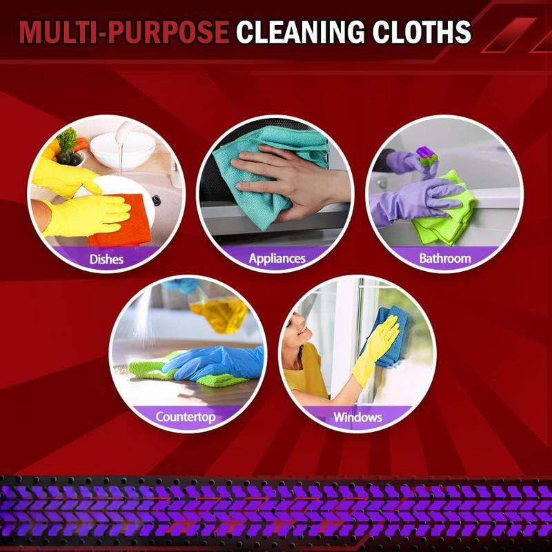 Microfiber Cleaning Cloths-50PK, Microfiber Towels for Cars, All-Purpose Car Cloth, Dusting Cloth Cleaning Rags, Absorbent Microfiber Cloth for SUVs, House, Kitchen, Window-12×12