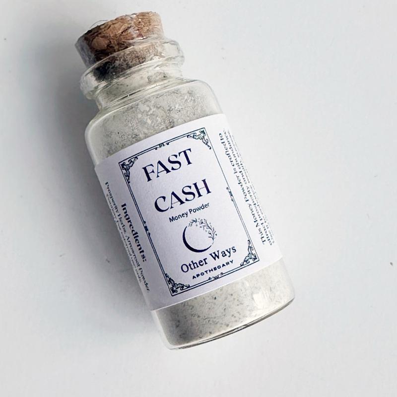 Fast Cash Money Powder - 25 mL Reusable Bottle, Full Moon Charged Incense Wicca