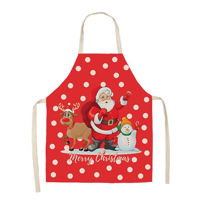 Christmas Themed Apron, 1 Count Creative Design Adjustable Apron, Fashionable Reusable Kitchen Cooking Apron for Men & Women