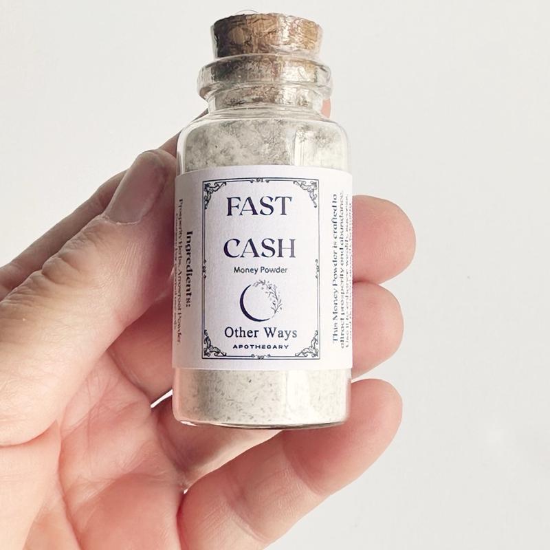 Fast Cash Money Powder - 25 mL Reusable Bottle, Full Moon Charged Incense Wicca