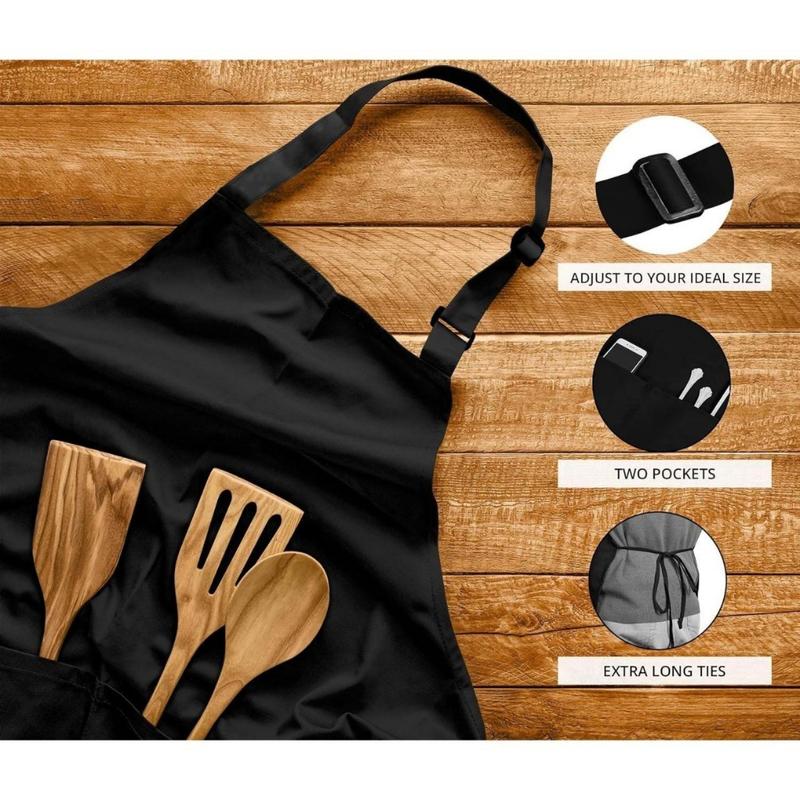 2 Pack Bib Apron, Adjustable with 2 Pockets, Water and Oil Resistant, Cooking Kitchen Chef Apron for Women Men(Creative Life Pavilion)