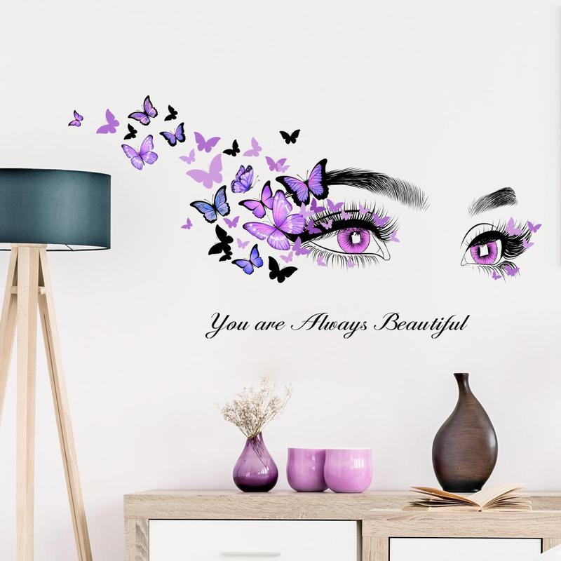 Butterfly Eye Pattern Wall Sticker, Self Adhesive Wall Decal, Decorative Sticker for Home Living Room Bedroom