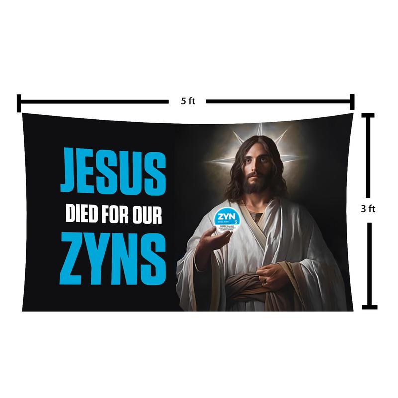 Zyn Jesus Flag Banner Polyester 3X5ft Funny Flag Office Gym Dormitory Wall Decor Design with Brass Grommet for Easy Hanging