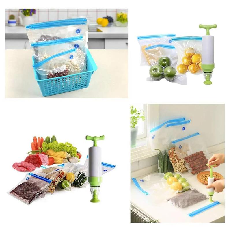 Transparent Zipper Food Storage Bag, 17pcs set Reusable Vacuum Sealed Food Storage Bag, Including 15pcs 3 Sizes Food Bags & 2pcs Sealing Clips, Household Storage Bag for Kitchen