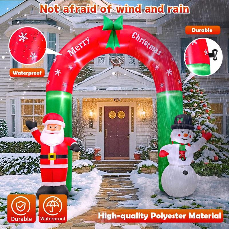  Outdoor Large Christmas Self Inflating Inflatables with LED Lights Holiday Decor (10ft Gingerbread Archway)