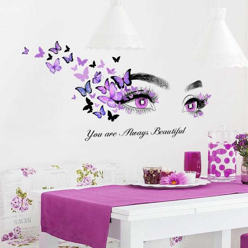 Butterfly Eye Pattern Wall Sticker, Self Adhesive Wall Decal, Decorative Sticker for Home Living Room Bedroom