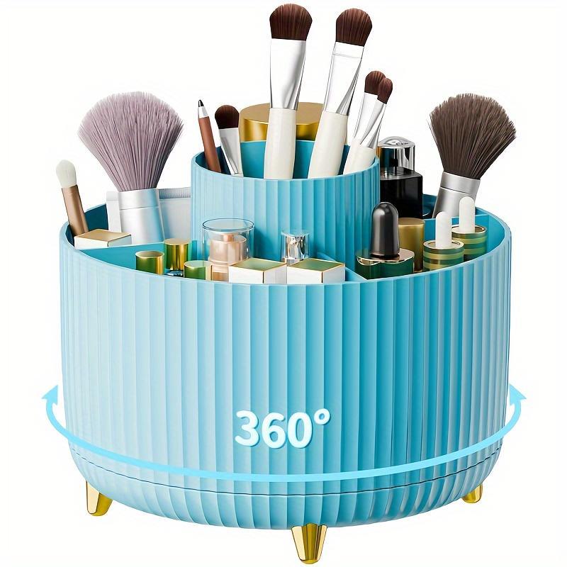 360 Degree Rotatable Makeup Brush Storage Box, 1 Count Multipurpose Makeup Brush Holder, Durable Makeup Organizer for Bedroom Bathroom