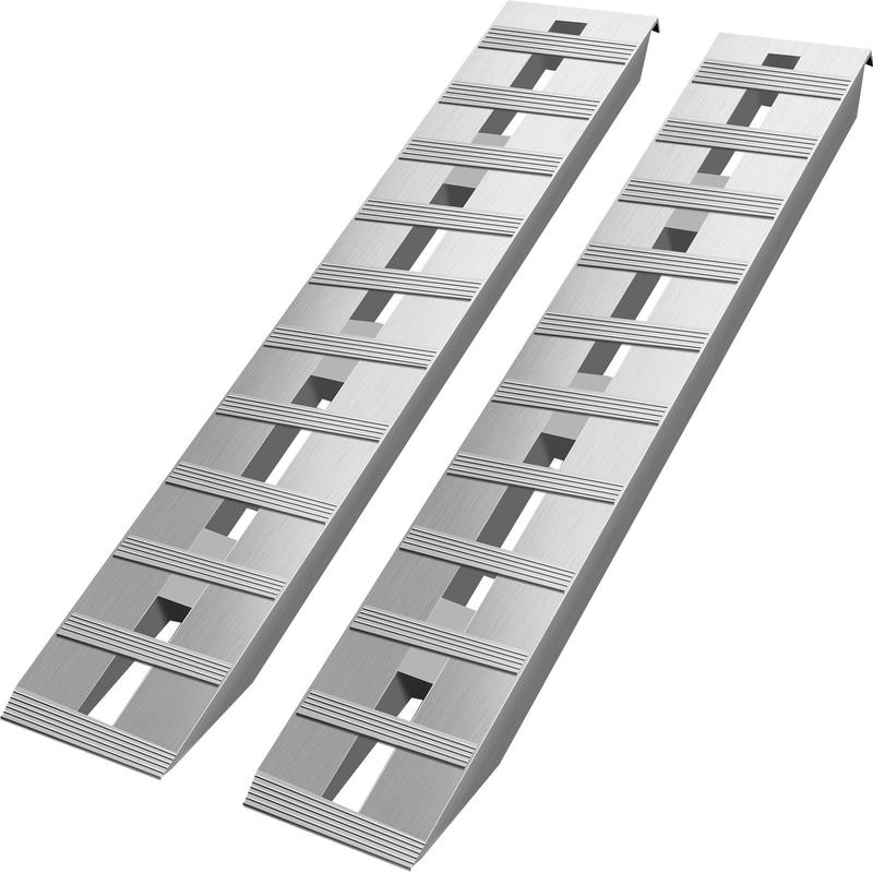 VEVOR Aluminum Trailer Ramps Max 8810LBS Total Beavertail Hook End 1 Pair 2 Ramps Organiser