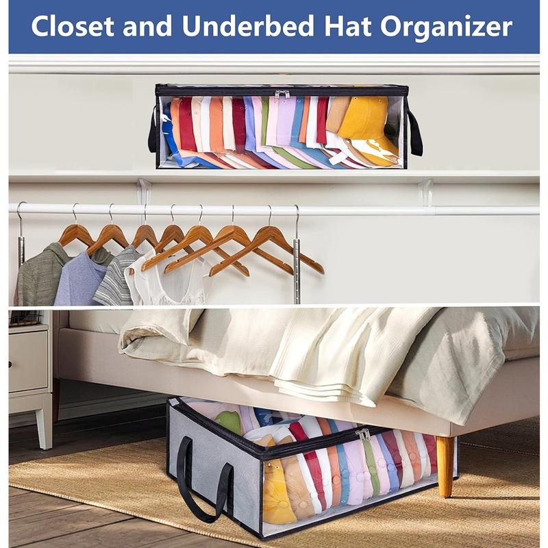 Hat Storage for Baseball Caps Organizer, Large Holds up to 40 Hats Wide Organizer Closet Cap Holder, Grey