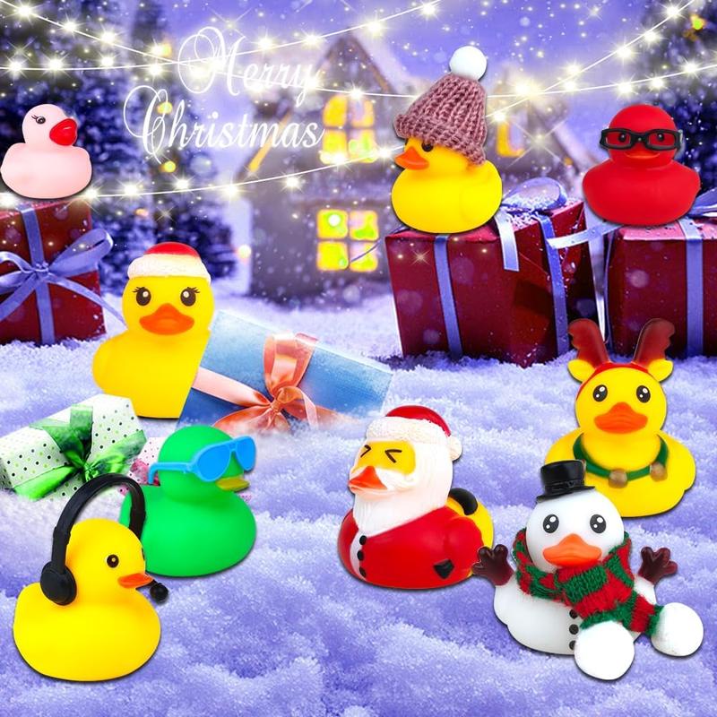 2024 Christmas Advent Calendar, Fun Countdown Christmas Rubber Ducks Advent Calendar Toys, 24 Days Christmas Countdown Calendar Ducks Blind Box Creative Christmas Party Favors