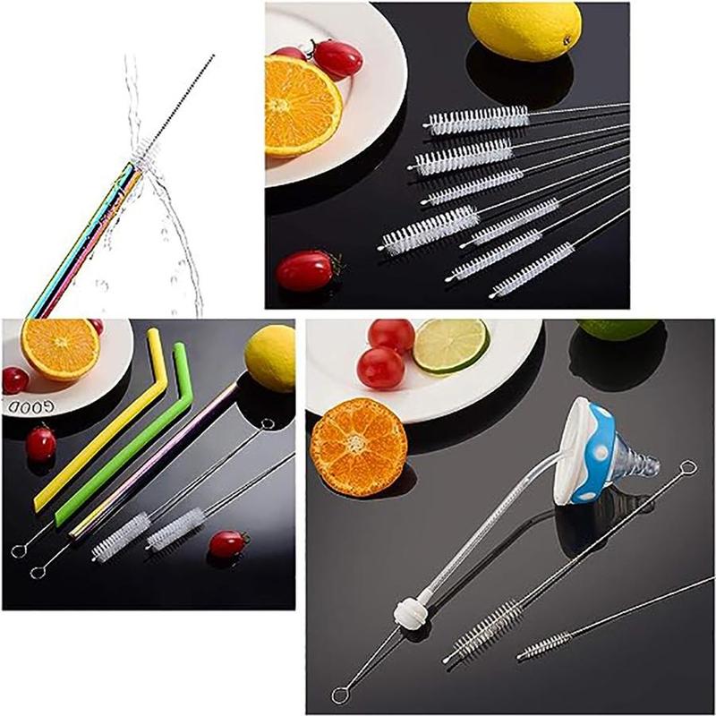 Straw Cleaning Brush Set, 1 Set Long  Cleaning Brush for Straws, Water Bottles, Duckbill Cups, Pipes, Tubes, Kitchen Cleaning Tools for Home Dormitory Office