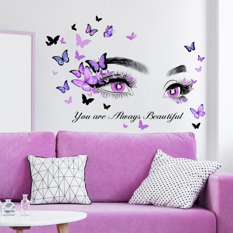 Butterfly Eye Pattern Wall Sticker, Self Adhesive Wall Decal, Decorative Sticker for Home Living Room Bedroom