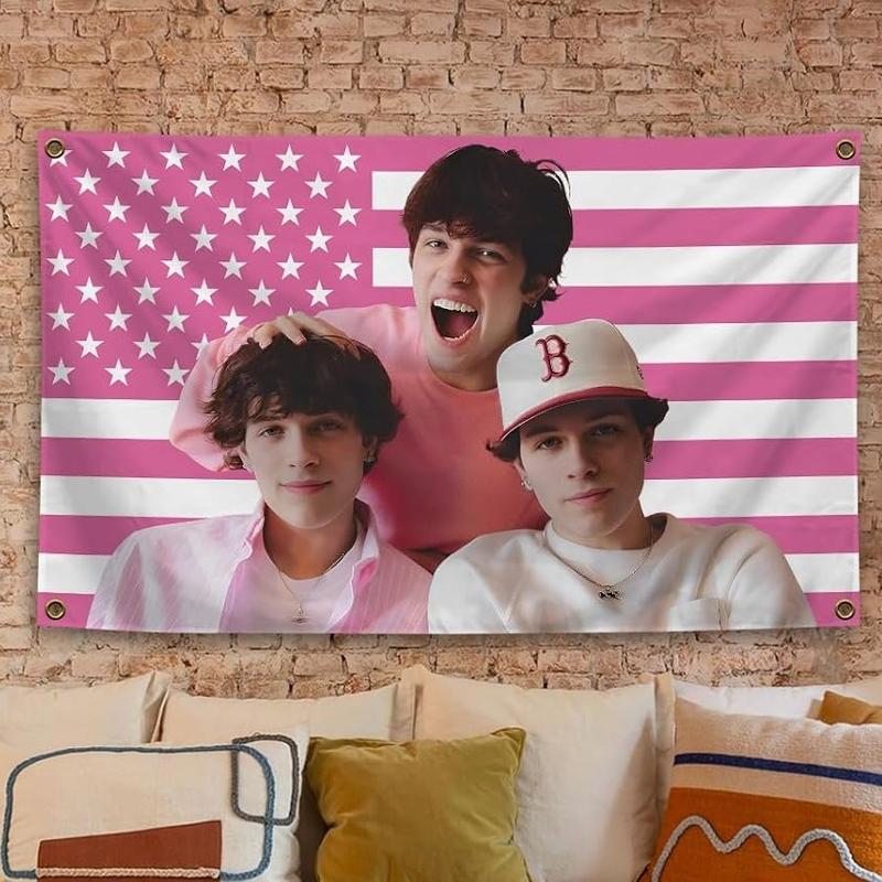 Sturniolo Banner Flag Triplets Tapestry 3X5Ft Sturniolo Pink American Flag Wall Hanging Tapestry College Dorm  Decor Room Flags