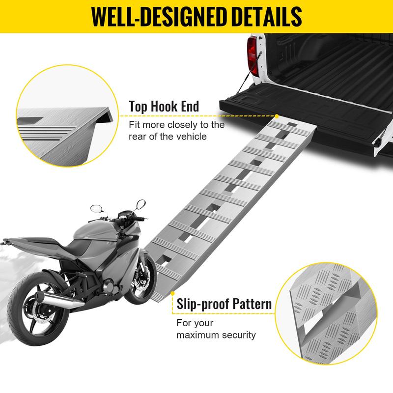 VEVOR Aluminum Trailer Ramps Max 8810LBS Total Beavertail Hook End 1 Pair 2 Ramps Organiser