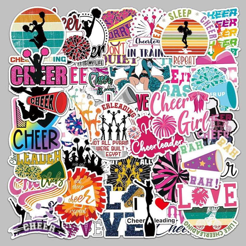 Cartoon Cheerleading Girl Pattern Decorative Sticker, 50pcs Creative Decorative Graffiti Sticker for DIY Craft, Decorative Sticker for Stationery Computer Water Bottle Skateboard