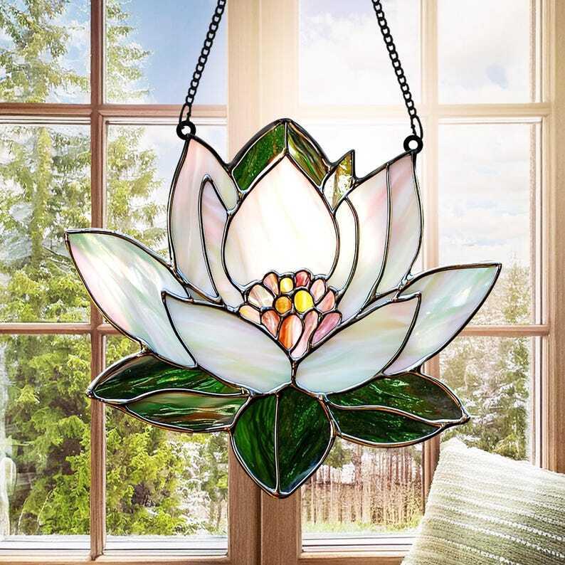 Lotus Acrylic Window Hangings Lotus Lovers Gift, Lotus Suncatcher Home Decor, Gift for Her, Birthday Gift Lotus Wall Art