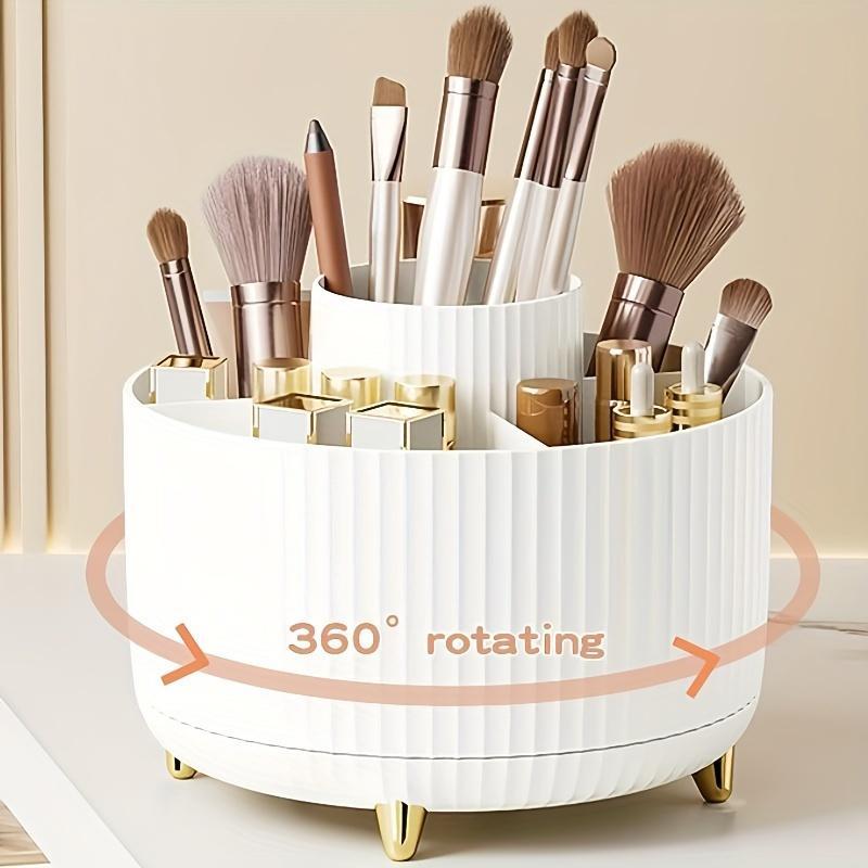 360 Degree Rotatable Makeup Brush Storage Box, 1 Count Multipurpose Makeup Brush Holder, Durable Makeup Organizer for Bedroom Bathroom