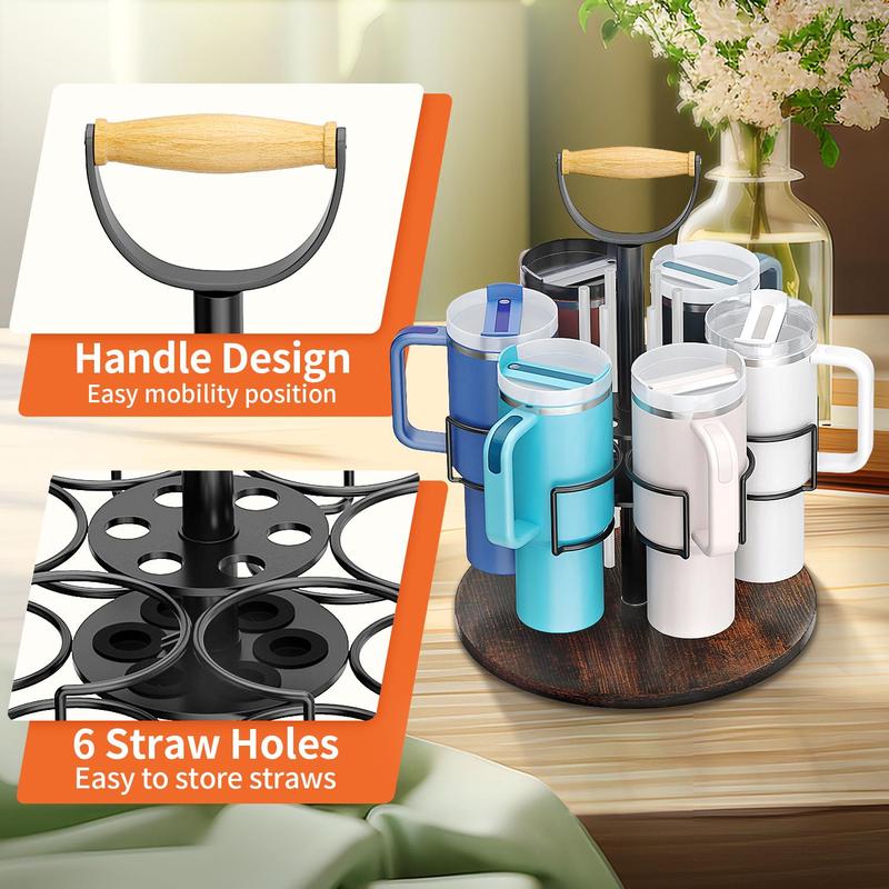 360° Rotatable Cup Holder, Cup Storage Rack with Handle, Kitchen Gadgets Cup Organizer, Kitchen Storage Organizer, Kitchen Accessories