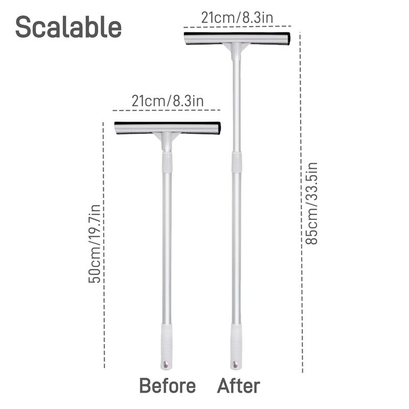 Retractable Extension Rod Double-sided Glass Wiper, 1 Count Household Durable Handheld Glass Wiper, Window Cleaning Tool for Home Bathroom Dormitory Office Car