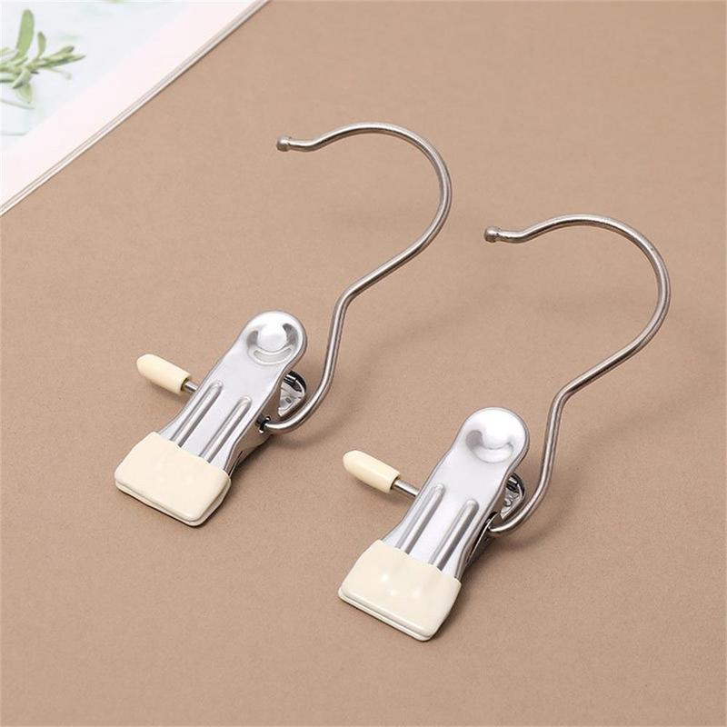 Stainless Steel Hook Clip, 20pcs Multifunctional No-Mark Hook Clip, Snack Holder, Drying Clip, Wardrobe Organizing System for Pants, Hats