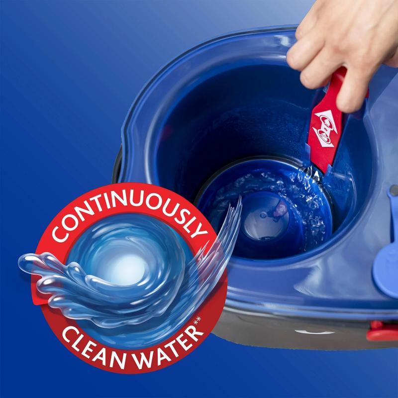 O-Cedar EasyWring™ RinseClean™ Spin Mop & Bucket System - Removes 99% of Bacteria with Clean Water - Microfiber, Cleaning