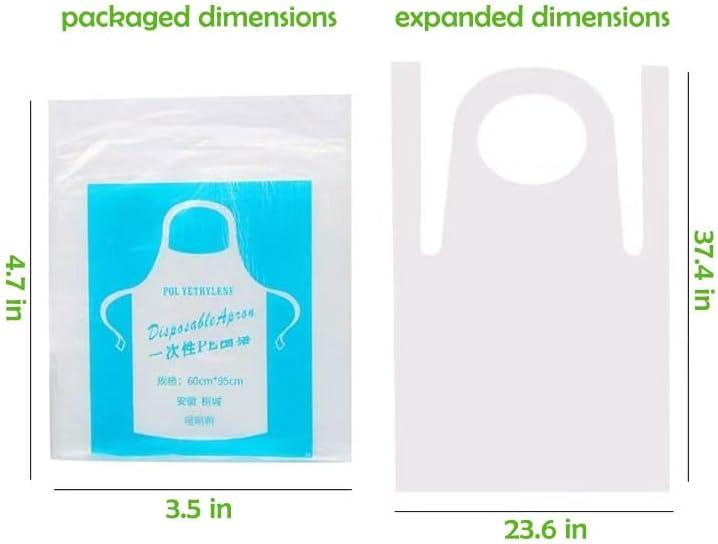 Disposable Aprons (50 Count) Waterproof Plastic Apron For Painting, Cooking, Housework, and Picnics - Individually Packaged