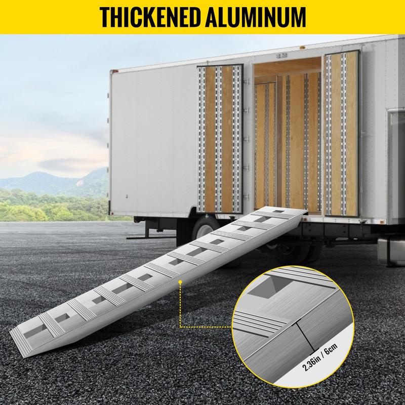 VEVOR Aluminum Trailer Ramps Max 8810LBS Total Beavertail Hook End 1 Pair 2 Ramps Organiser