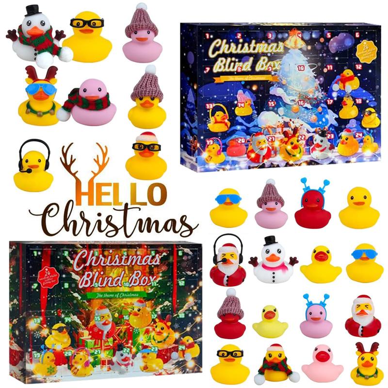 Christmas Blind Box-24 Rubber Ducks Advent Calendar for Toddler Boys Girls Gift, 24 Days Christmas Countdown Calendar Ducks Blind Box Creative Christmas Party Favors