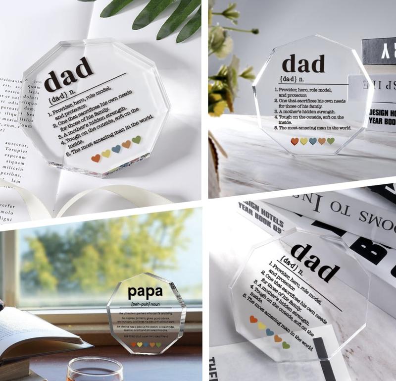 Acrylic Dad Award Decor, 1 Count Clear Dad's Inspirational Words Statue, Father's Day Gift, Award for Father Of The Year Gifts for Home, Gift for Dad, Desk Ornaments for Home, Home Decor