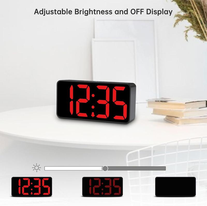 Small Digital  Clock for Bedroom, Large Big Numbers Display with Brightness Dimmer, Electric Bedside Desk Clock with USB  Port, Adjustable  Volume, 12 24Hr, Snooze