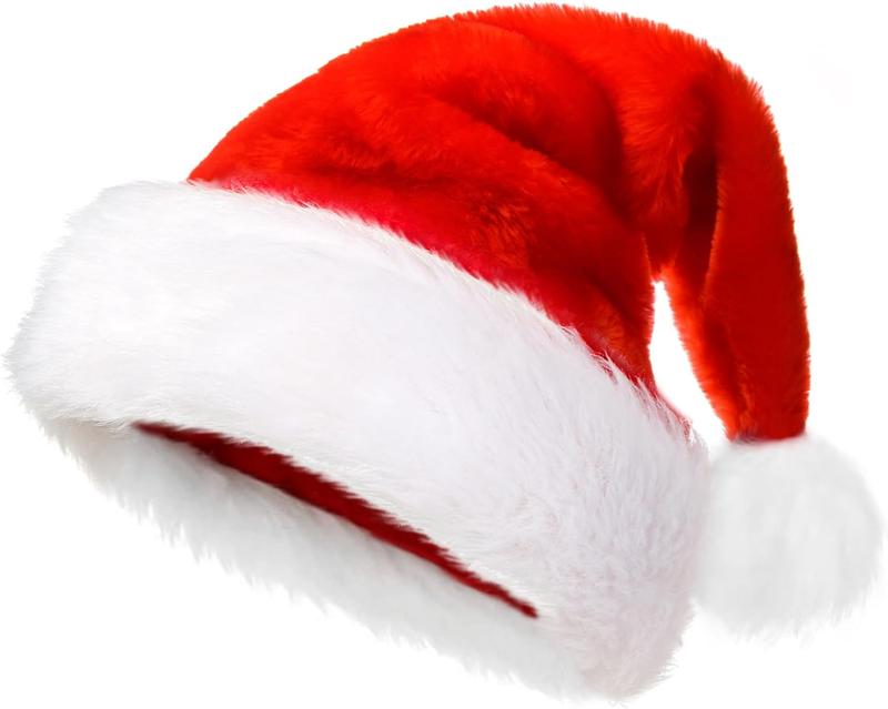 Santa Hat, Santa Hats , Christmas Holiday Hat for Unisex Adults, Red Classic Comfortable Thickened Liner Santa Claus Hats, Suitable for Christmas,  Year Festive Holiday Party