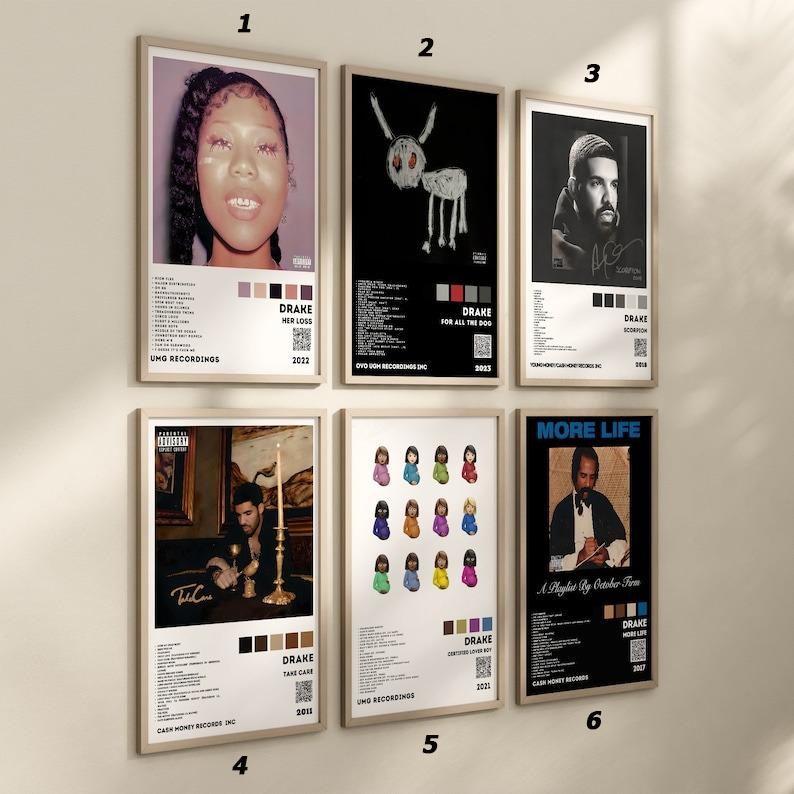 Drake Album Poster Set of 6, Hip Hop Poster