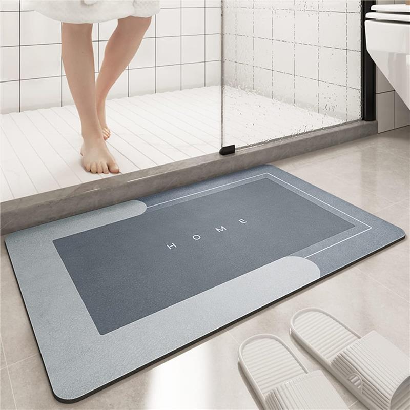 Super Absorbent Bath Mat, Quick-Drying Bathroom Mat, Super Absorbent Living Room Floor Mat, Rubber Non-Slip Bottom, Easy to Clean Bathroom Rugs, Simple Kitchen Doormat (Rectangle Blue, 40x60cm)