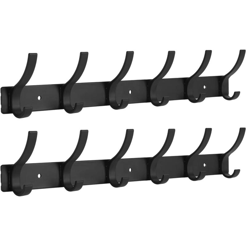 2 Pack Coat Rack Wall Mount, Entryway Coat Hooks Wall Mounted, Wall Hooks for Hanging, Coat Hanger Wall Mount Towel Rack Hat Rack for Wall with 12 Hooks for Entryway, Bedroom, Bathroom Organiser Hangable