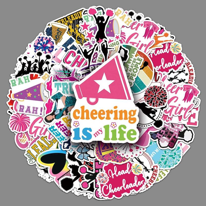 Cartoon Cheerleading Girl Pattern Decorative Sticker, 50pcs Creative Decorative Graffiti Sticker for DIY Craft, Decorative Sticker for Stationery Computer Water Bottle Skateboard