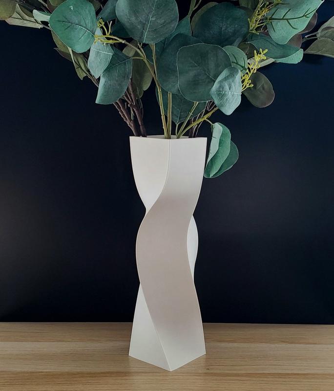 Tall Geometric Matte White Vase or Centerpiece | Modern Home Decor | Flower Vase | Gift