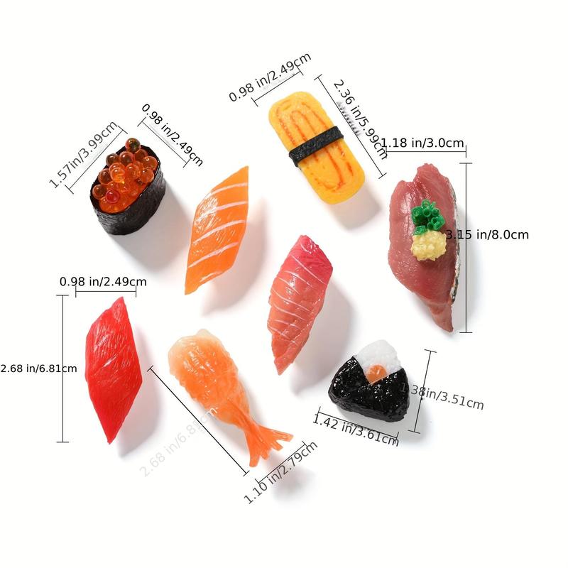 Cute Sushi Shaped Magnet, 8 Counts Mini Funny Simulation Sushi Refrigerator Magnet, Home Decoration for Fridge Kitchen Office Dormitory Dining Room