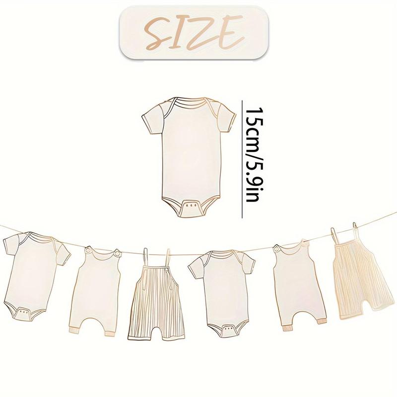 Baby Shower Bunting, 12pcs set Baby Clothing Pattern Banner, Neutral New Baby Party Decorations, Party Supplies for Baby Shower